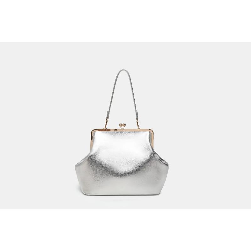 

Chic Designer Style Women Clip Clutch Bag Elegant Evening Purse Large Capacity Shoulder Handbag срібний