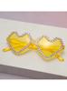 Trendy Party Shades Rhinestone Heart Sunglasses for Women Gradient Tinted Lenses UV Protection for Festivals KJ188
