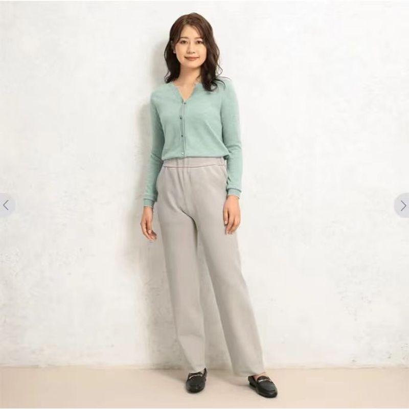 

House Autumn and Winter New Arrival Export Japanese Single Women s Clothing Knitting Casual Pants Straight-leg Casual Pants Slim Looking High Waist Light gray LL: Waist 76-82