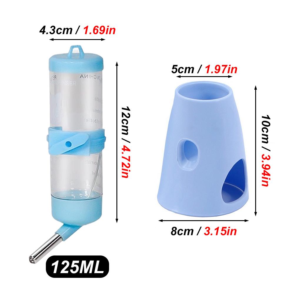 1 Set 2-In-1 Hamster Rabbit Water Bottle Set Leak-Proof Detachable Drinker with Ball Bearing Hamster Hiding Place Water Feeder