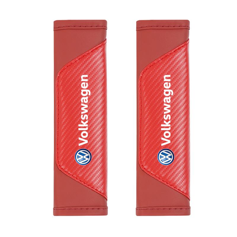 2026 Hot For Volkswagen VW 2Pcs Car Leather Seat Belt Cover Shoulder Protection Cushion For VW GTI Polo Golf Passat Tiguan Arteo
