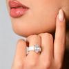 White Silicone CZ Ring for Women, Marquise Cut Cubic Zirconia with Rose Gold Prongs, Daily Wear Casual Fashion Jewelry Gift