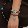 Ethnic Style Retro Imitation Turquoise Cactus Tag Bracelet Set Personalized Multi-Element Beaded Jewelry