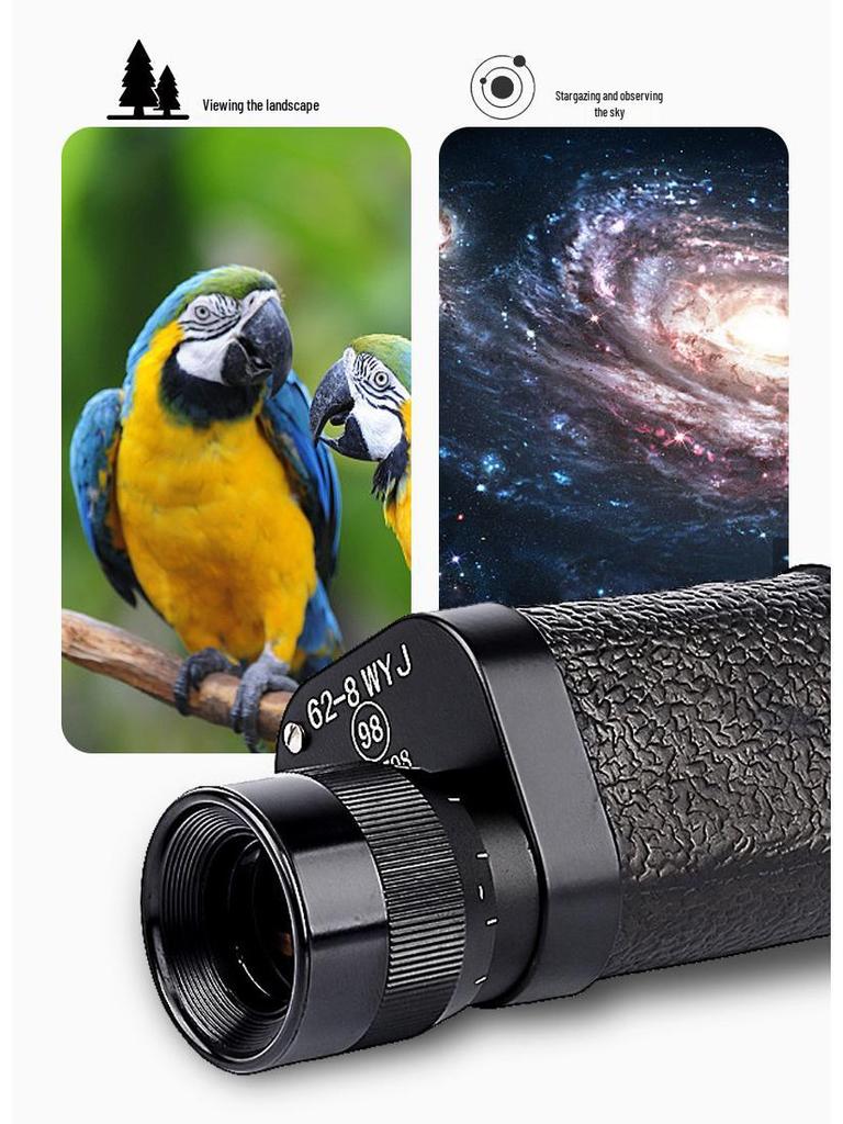 62 Type 8x30 Portable Monocular with High Magnification HD and Non-Infrared Color Imaging for Low-Light Night Vision