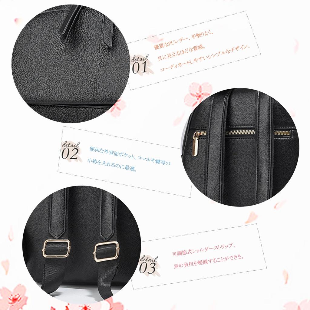 NICOLE DORIS Mini Black & Women's Backpack, Round, Small, Leather, Waterproof, Stylish, 2-Way, Cute, Anti-theft, Multi-Storage, Casual, Business,