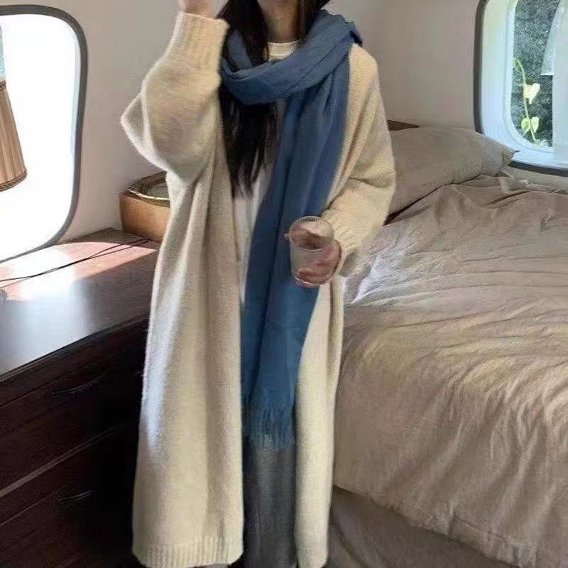 Women's Retro Mid-Length Knitted Cardigan - 2024 Autumn Casual Loose Style Sweater Coat