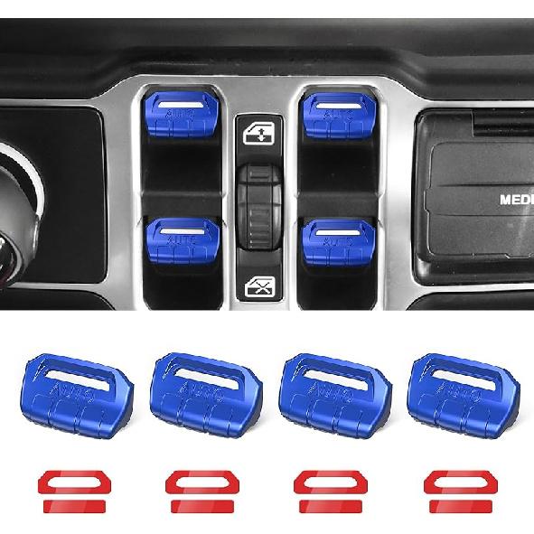 4PCS Upgraded Window Switch Button Cover Compatible with Jeep Wrangler JL JLU 2018-2025 and Gladiator JT     2024 2025 Wrangler 4xe Interior