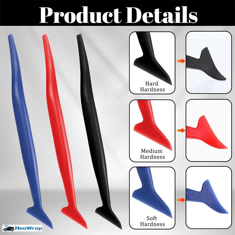 Upgraded Car Micro Squeegee Curves Slot Tint Tool Set Different Hardness Gasket Squeegee for Installing Auto Wraps Film Stickers