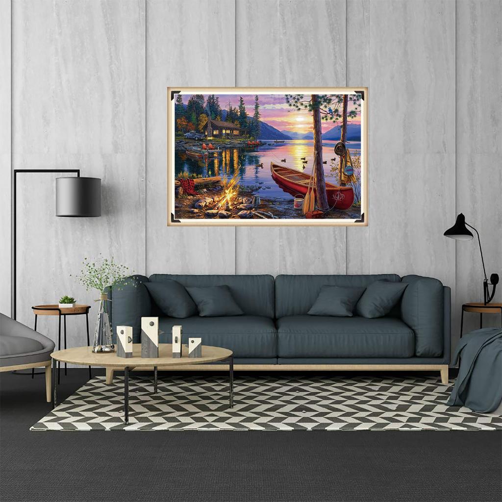 1000pcs Darrell Bush Canoe Lake Jigsaw Puzzles for Adults Home Decor Games Family Fun Floor Puzzles Educational Toys for Kids