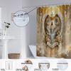 1 ks Vodotěsný sprchový závěs s potiskem Svatého Ježíše, Dělící závěs pro soukromí, Závěsný závěs s 12 háčky, Více velikostí, Lze prát v pračce