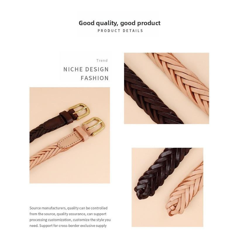 Meier Belt - italian top grain leather women's belt - full grain leather belt - woven leather belt