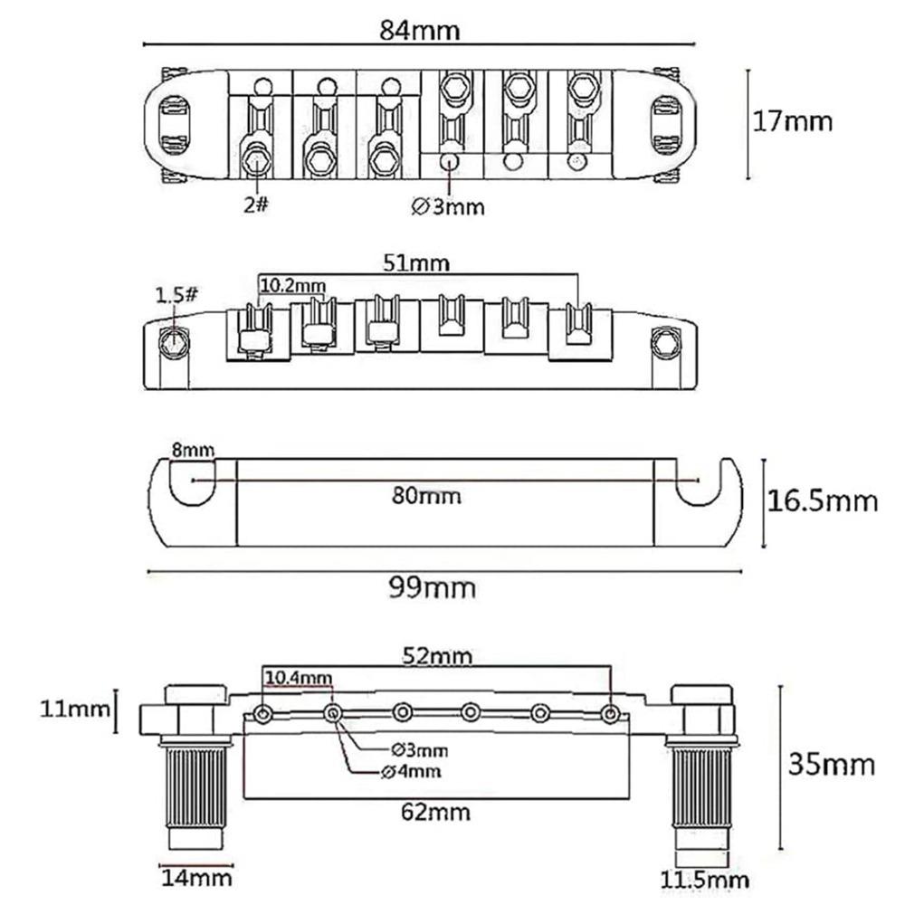 6 String Roller Saddle Bridge Metal Electric Guitar Bridge  Electric Guitar