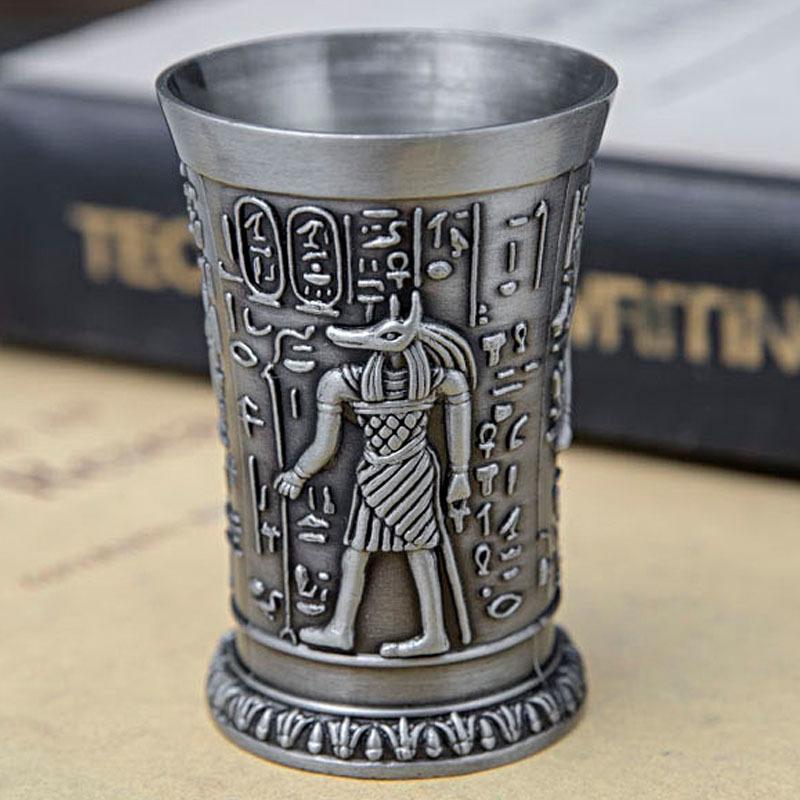 30ML Ancient Egypt Metal Shot Glass Bar Home Cocktail Liquor Copper Cup Short Wine Glasses Pharaoh Cleopatra Rameses Ra God