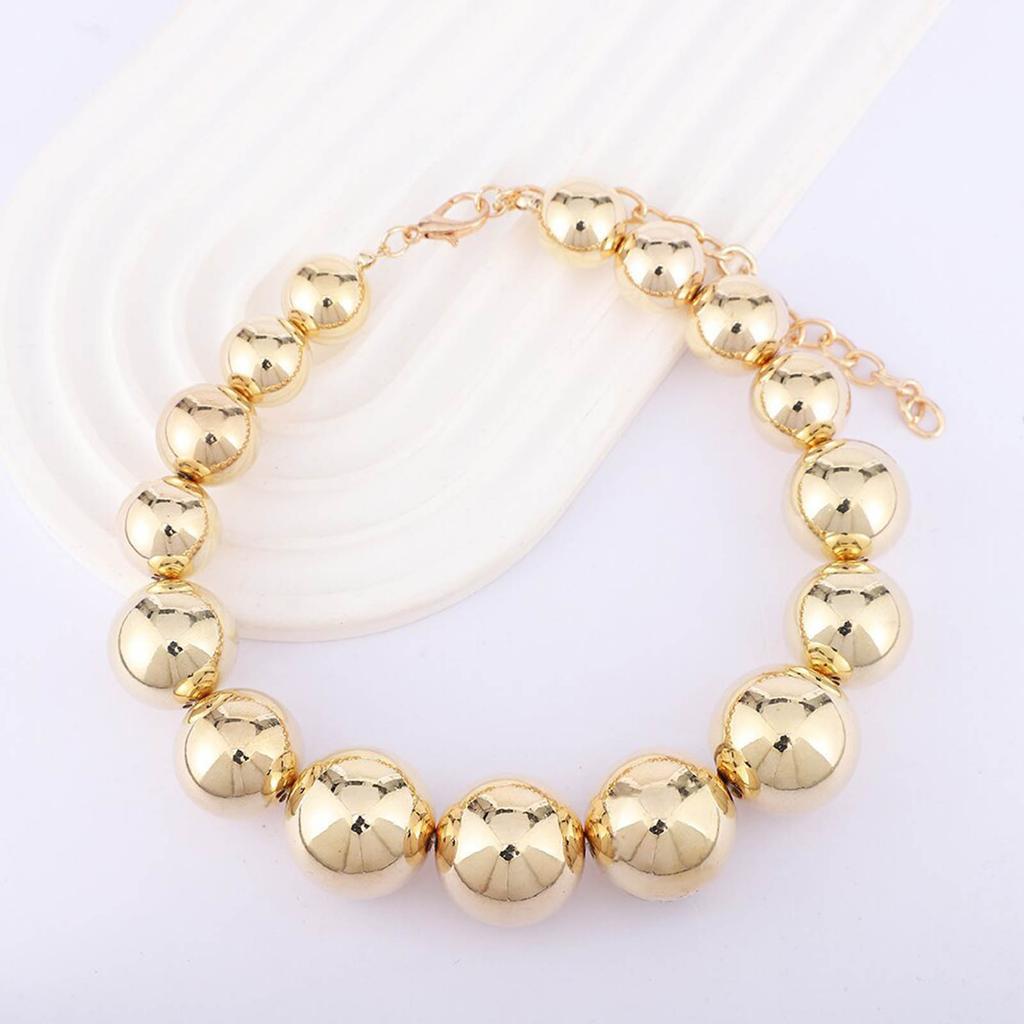 Exaggerated Beads Necklace Big CCB Ball Beaded Chain Necklaces Personalized Heart Pendant Layered Necklace for Women