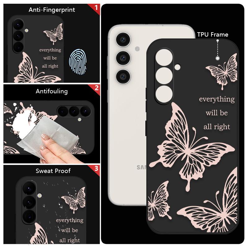 Butterfly Soft Phone Case For Samsung S25 S26 S24 Ultra S23 FE S22 S21 Plus S20 A56 A16 A36 A55 A35 A54 A34 A14 A52 A17 5G Shockproof Cover