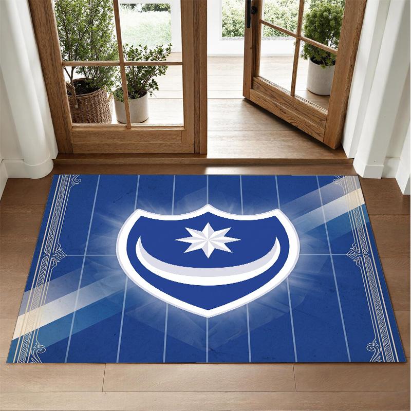Portsmouth FC Design Crystal Velvet Rug Soft Decorative Mat for Bedroom Entrance