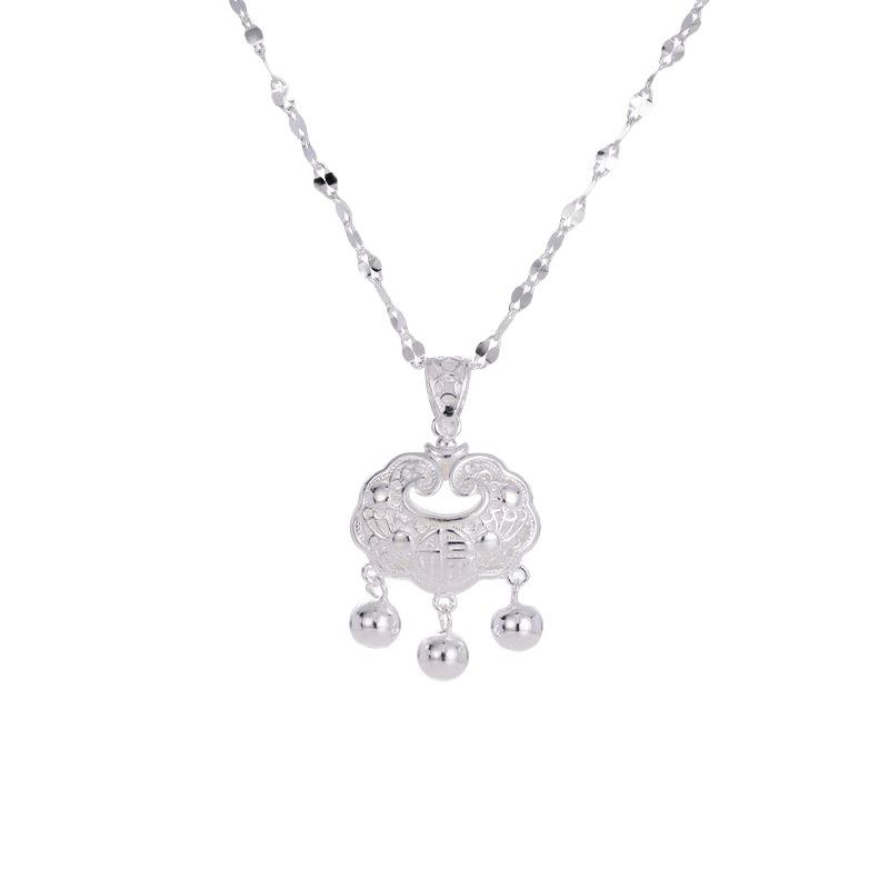 Peace Lock Women's Necklace Light Luxury Hollow Baby Longevity Lock as a Gift to Friends