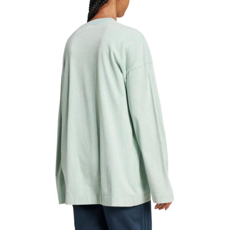 adidas Originals Premium Essentials Prany Miękki Wygodny Luźny Oddychający T-Shirt z Długim Rękawem Kobiety T-Shirty Jasnozielony IW5751