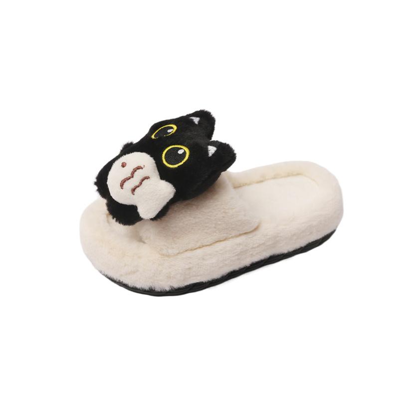 Cartoon Cute Children Half Slippers Spring Cartoon Cat Plush Animal Design Comfortable Autumn Amd Winter Closed Toe Slipper