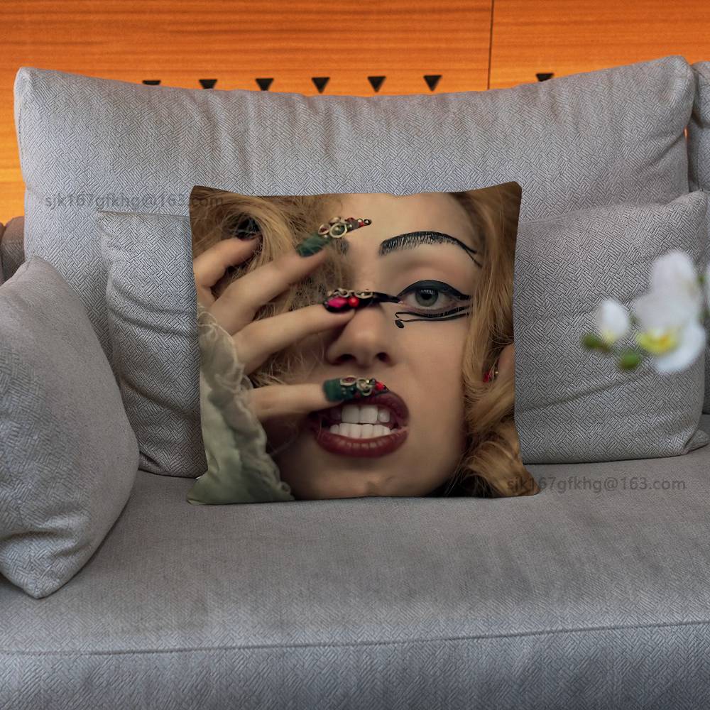 Singer L-Lady Gaga Pillow Case Anti-dustmite Pillowcase Invisible zipper silky short plush Sofa cushion cover