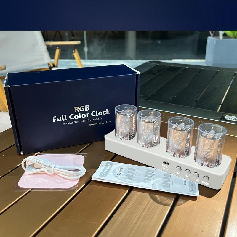 Светодиодные электронные настольные часы Современные цифровые часы с RGB-свечением Креативные прозрачные акриловые настольные часы Декор Подарок белый