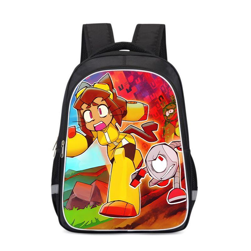 Kids Cartoon Print Backpack School Lightweight Ergonomic Design With Reflective Safety Stripes Oxford Fabric Grade 3-4