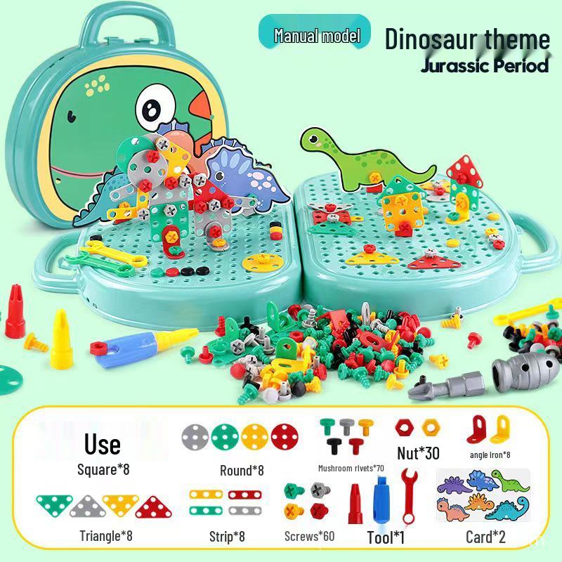 Kinder Dinosaurier Reparaturset mit elektrischem Schraubenzieher und Puzzleteilen