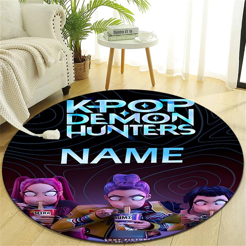 Personalized K-KPop Demon Hunters Round Chair Office Rug - Perfect for Mat, Office Chair & More - Ideal Gift for Birthdays and Holidays