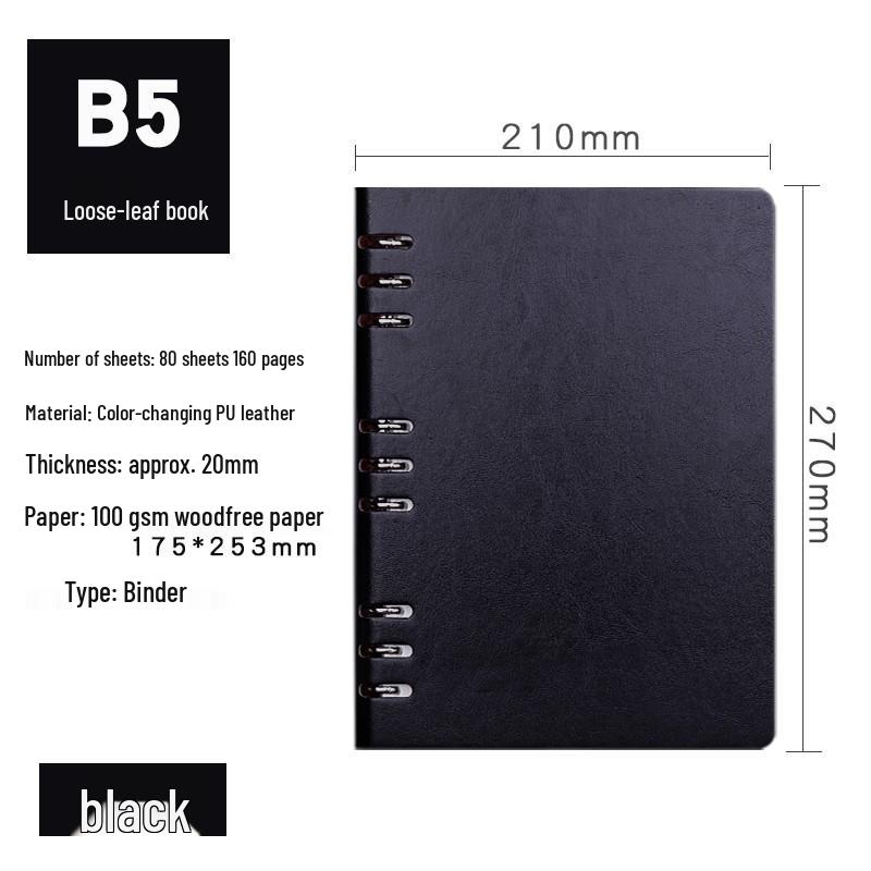 Custom A5 PU Leather Loose-Leaf Notebook for Office Meetings