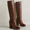 2026 Foreign Trade Autumn/Winter New Style European and American Style Side Zipper High Thick Heel Women's Large Fashion Boots