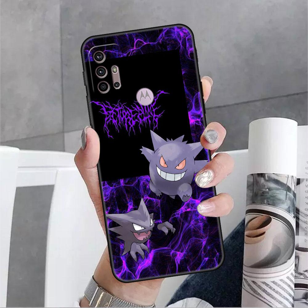 Süße Pokemon Gengar Hülle für Motorola G30 G60 G22 G9 Play G82 G52 G8 G9 G50 One Fusion Edge 20 Schwarz Soft Phone Capas Silikon