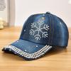 1pc Diamond-Encrusted Baseball Cap,Y2K Style Star Pattern,Casual Design,Adjustable Back Buckle,Daily Personalized Fashion Items