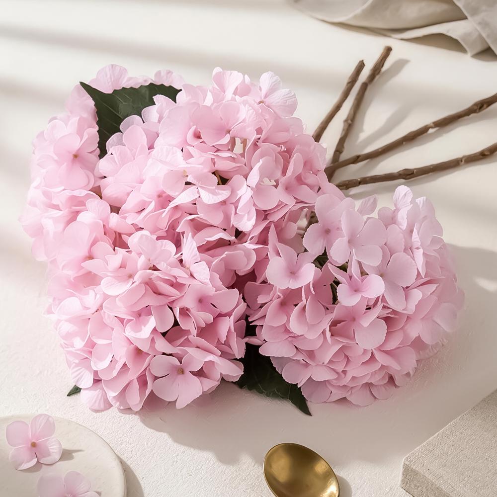 1/3 Stück Künstliche Blumen Real Touch Seidenhortensie Brautstrauß Hochzeitsdekoration Wohnaccessoire für Vasenpflanzen-Arrangement