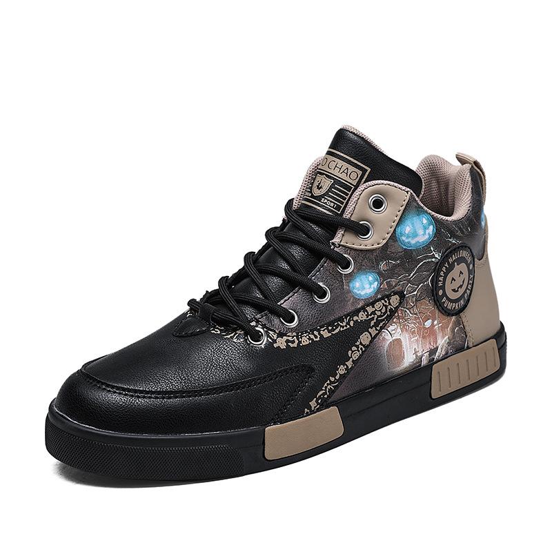 39-47 Large size foreign trade casual shoes New men's shoes Youth fashion high-top board shoes Guochao leather sneakers