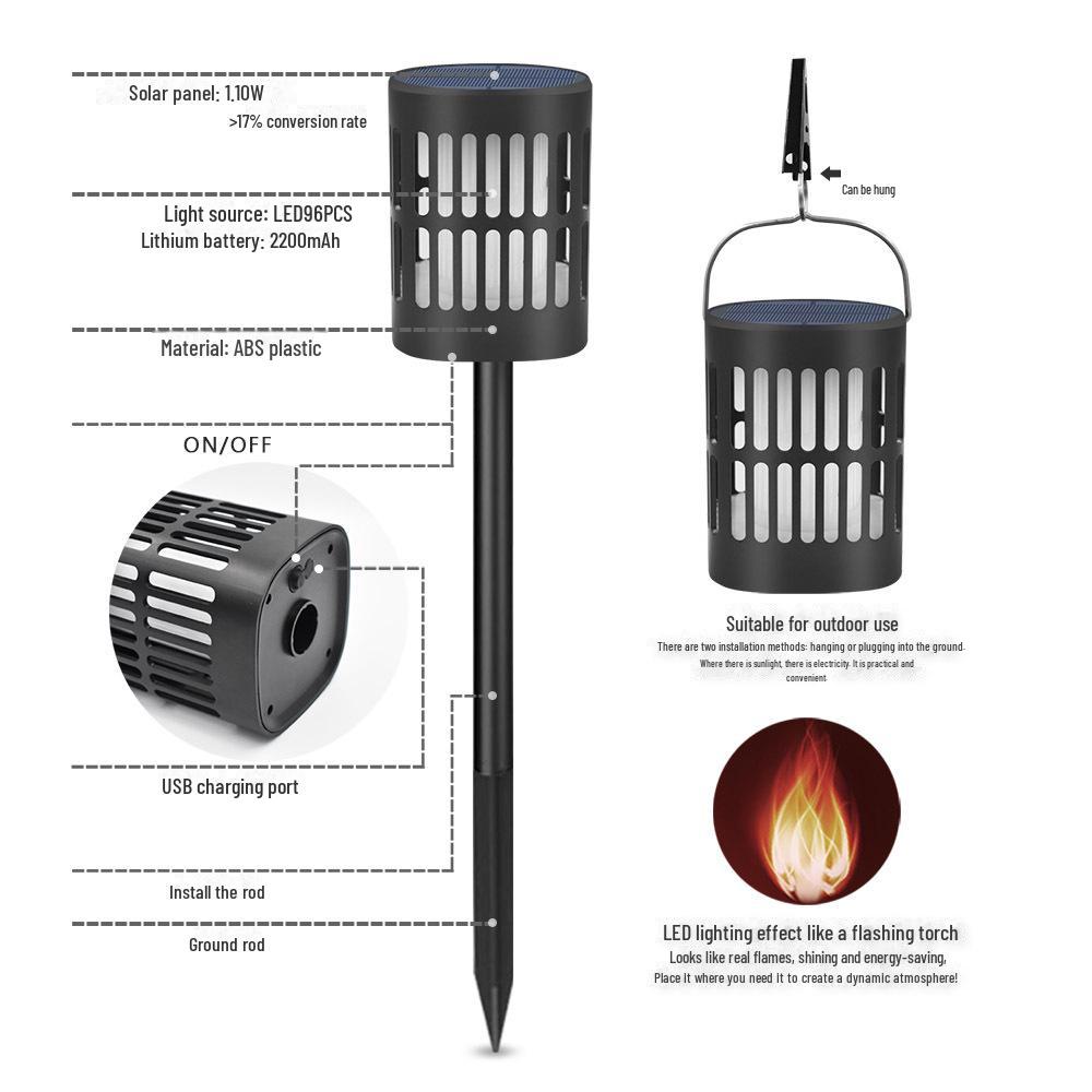 Solar Flame Wall & Garden Lamp with Plug-in Option