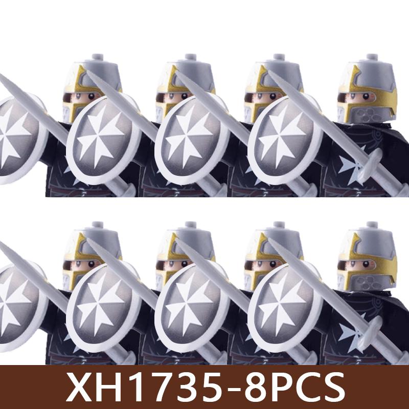 8 Pezzi Figure di Soldati di Castello Medievale Blocchi da Costruzione Militare Romano Teutonico Cavaliere Ospitaliere Templare Guerriero Fanteria Mattoncini Giocattolo Regalo