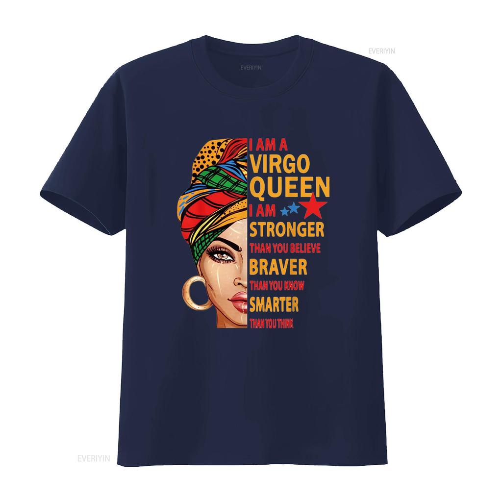 Virgo Queen I Am Stronger Birthday Gift for Zodiac T Shirt Vintage Washed Stretched Stylish Slightly Comfortable Homme Unisex