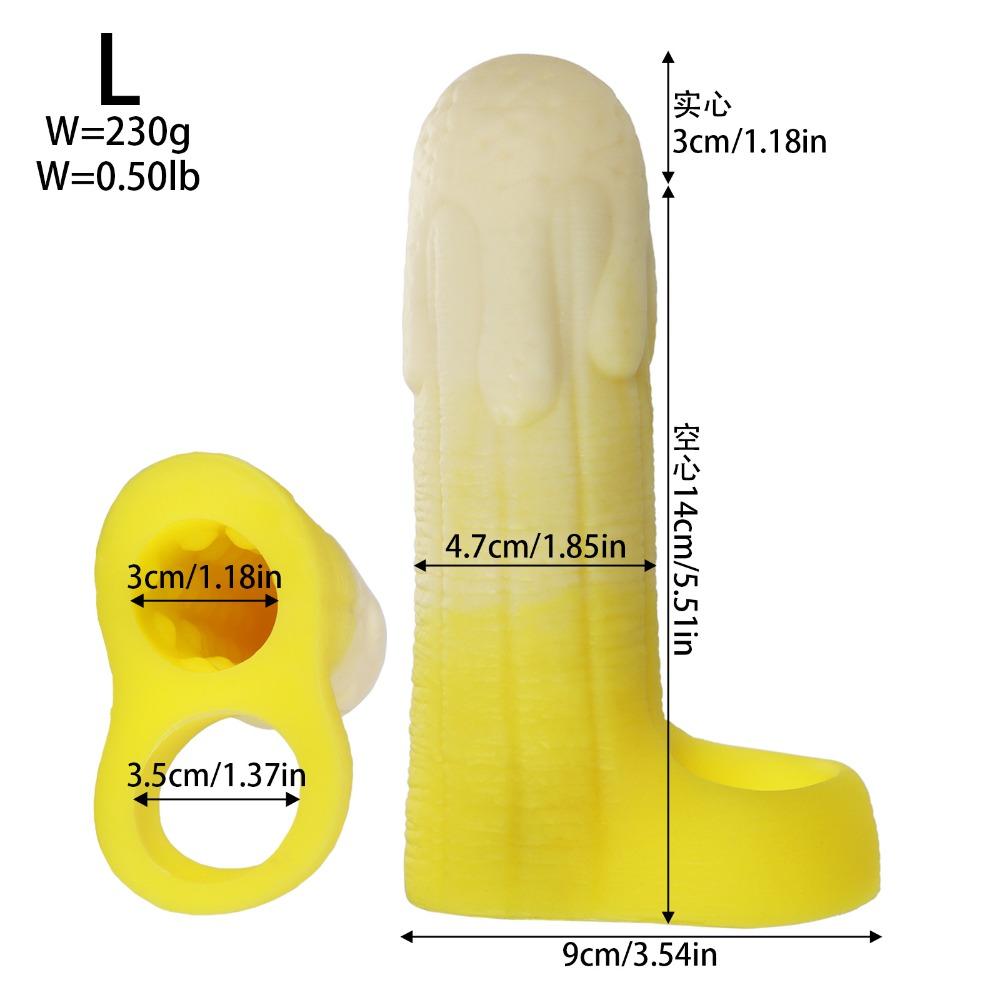 Liquid Silicone Penis Sleeve Male Delay Thickening Enhancer Hollow Wolf Sleeve Adult Toy