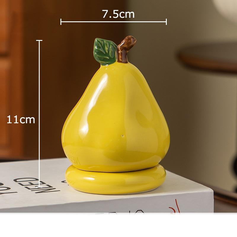 Creative Fruits Toothpick Holder Cotton Swab Can Apple/pear Shape Ceramic Jar Desktop Organizer Dental Floss Box Storage Jars