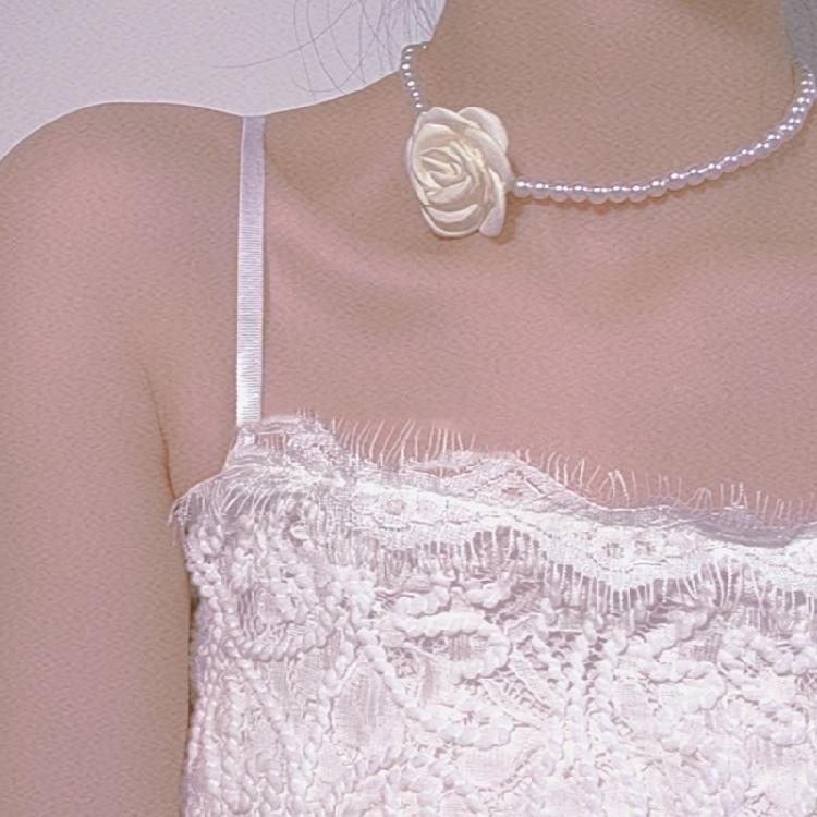 Pendant Necklaces Artificial Pearl Flower Choker Women Girls Chain Necklaces