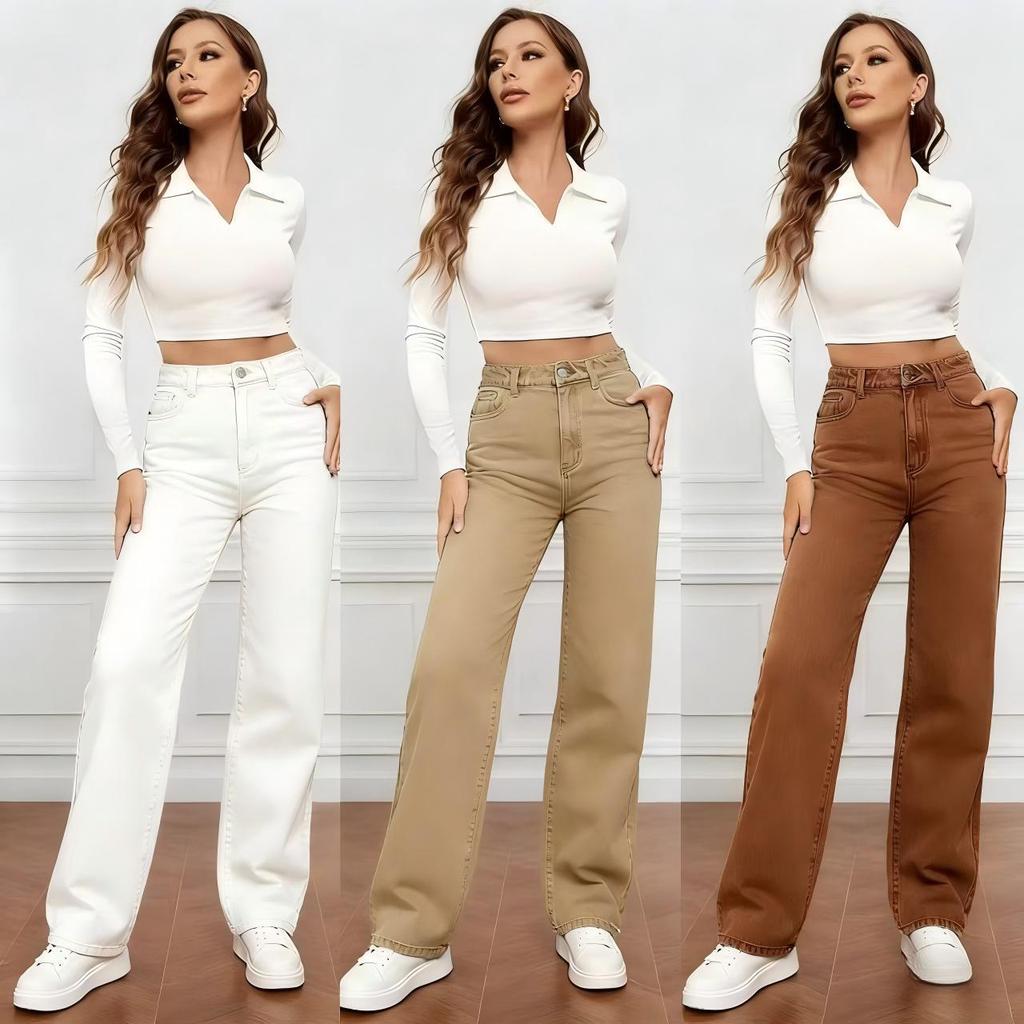 2026 Summer Women's High Waist Slimming Straight Leg Jeans - Trendy and Comfortable