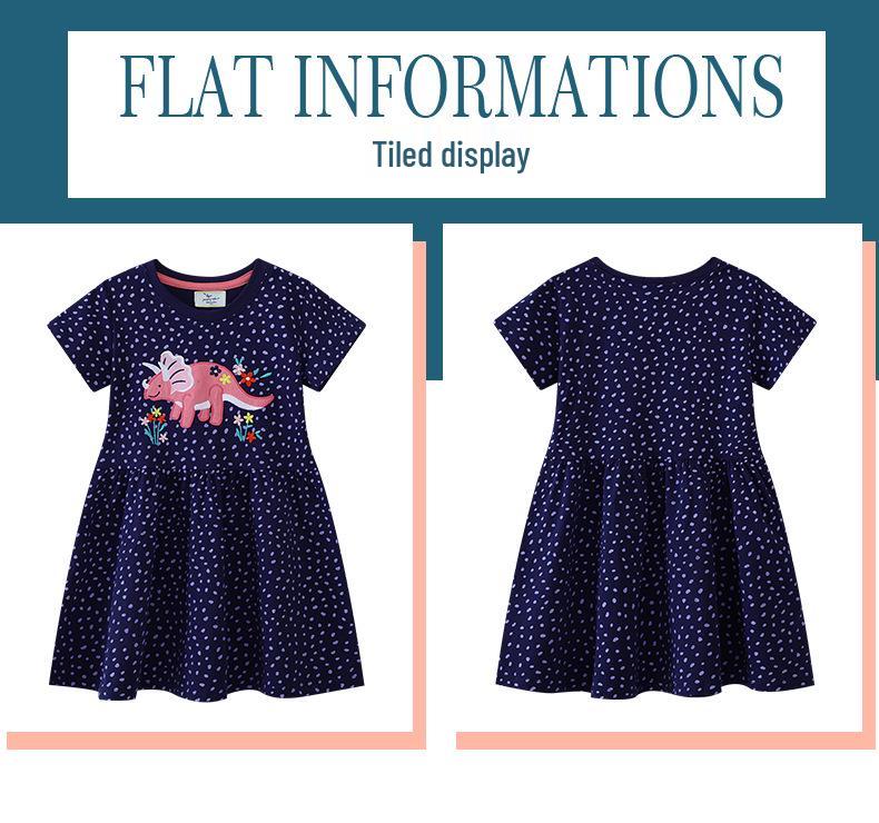 2026 Girls' Summer Cartoon Embroidery Dress: Stylish Academy Style for Kids