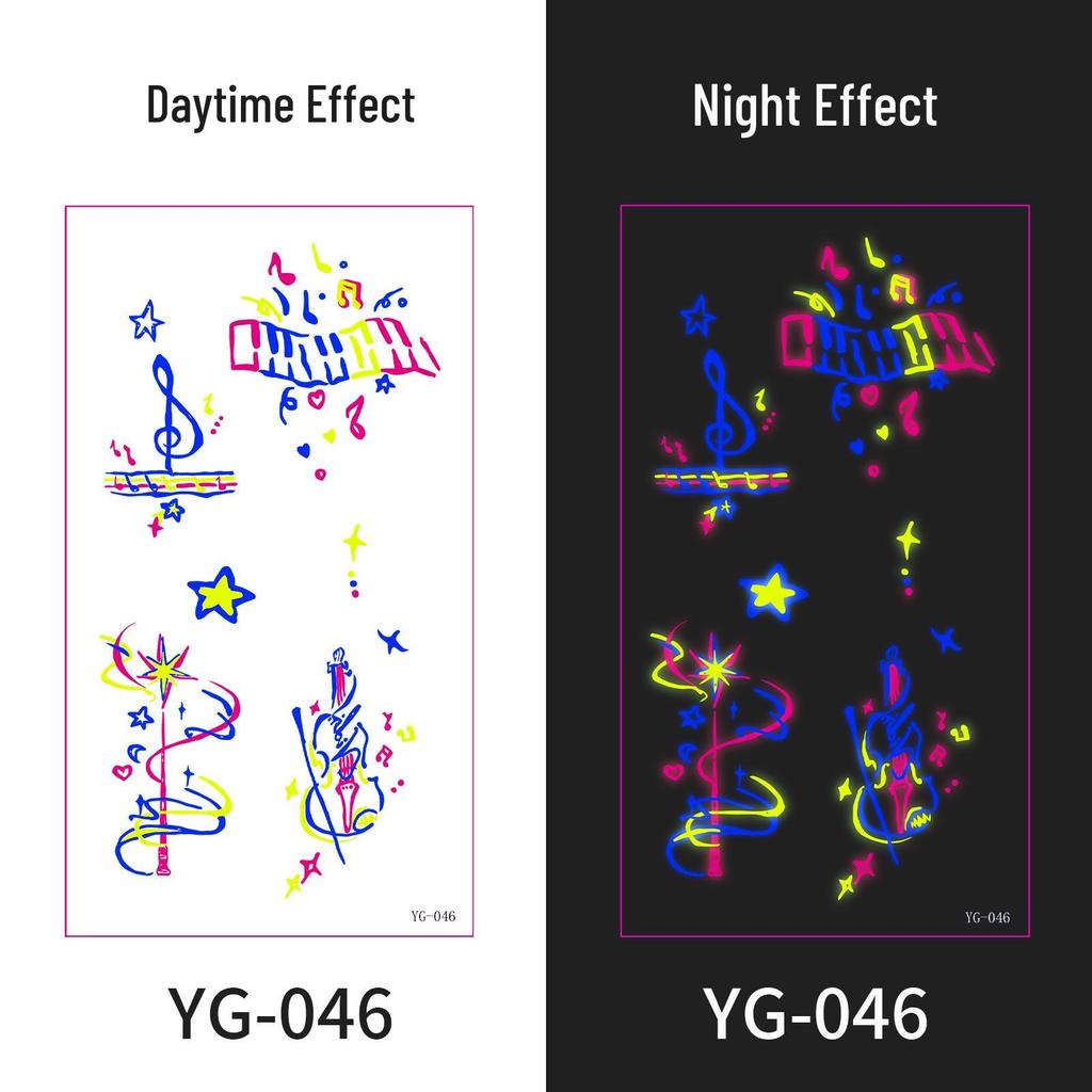 Neon Glow Music Festival Tattoo Stickers: Bright Fluorescent Designs for Concerts and Parties