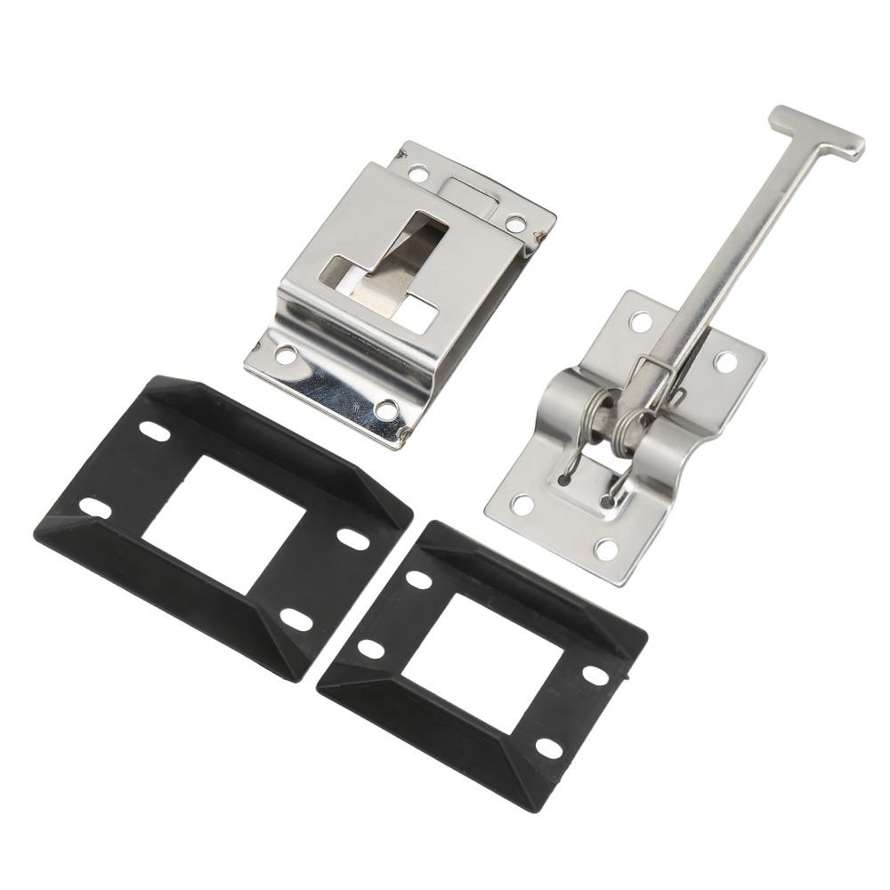 with Screws 304 Stainless Steel Trailer Door Holder Silver T-Style Catch Door Latch Heavy Duty RV Door Holder Camper