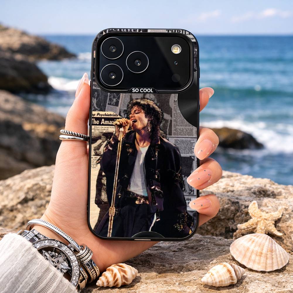 Funda de Teléfono de Michael Jackson Para iPhone17,16,15,14,13,12,11,Pro,MAX Blanca Mate Resistente a Golpes
