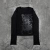 Europäisches und amerikanisches Y2K personalisiertes dunkles bedrucktes Rundhals-Langarm-Retro-Streetwear-Trend-Oberteil
