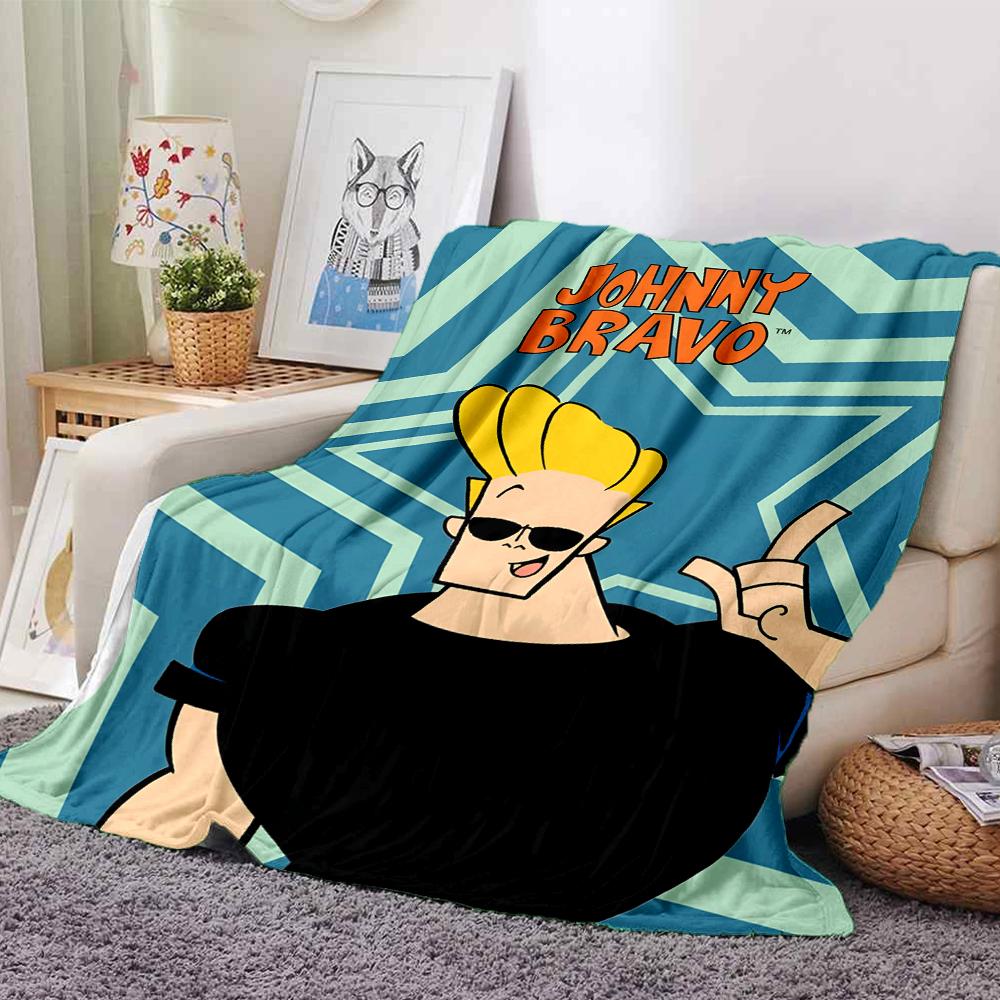 Johnny Bravo Theme Printed Blanket - Perfect for Couch, Bed, Travel & Outdoor Use | Machine Washable, Cozy & Durable.
