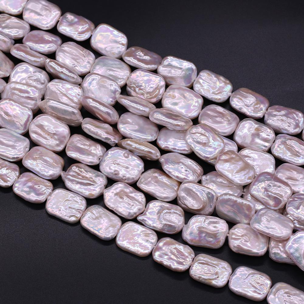 1String, Natural Freshwater Pearls, 15×18mm, Purple Rectangle Pearl Beads for Jewelry Making DIY Crafts, Wedding Gifts for Women, 36cm