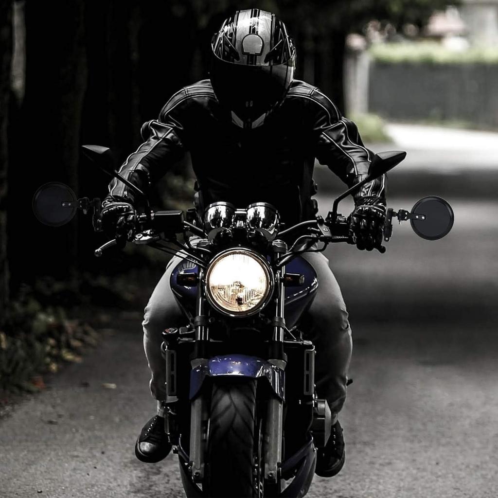 KAWELL 55-AT652 Motorcycle Mirror, Bar End Mirror, Handle Mirror, Bike Mirager, Left and Right