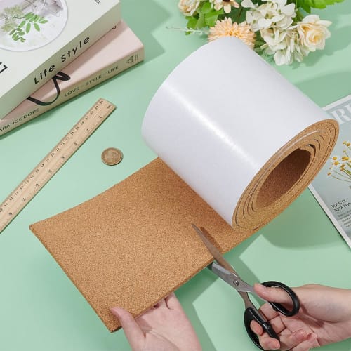 BENECREAT 3m*15cm Self-Adhesive Cork Sheet, 6mm Thick, Cork Roll, Heat-Insulating, Non-Slip, for Coasters, Chair Mats, Wall Decor, Picture Displays, H